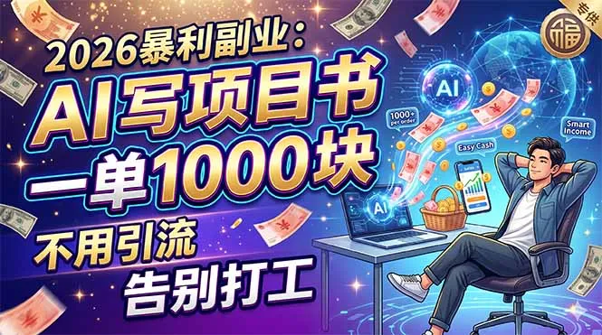 2026暴利副业：AI 写项目书，一单 1000 块，不用引流，告别打工-33资源网