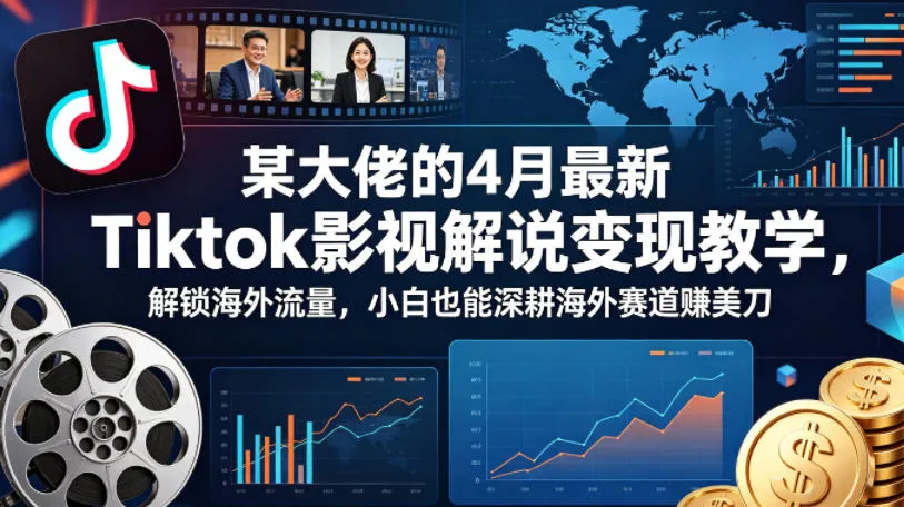 某大佬的4月最新Tiktok影视解说变现教学，解锁海外流量，小白也能深耕海外赛道賺美刀-33资源网