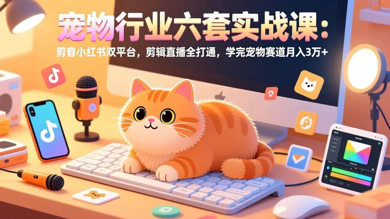 （17411期）宠物行业六套实战课：抖音小红书双平台，剪辑直播全打通，学完宠物赛道月入3万+-33资源网