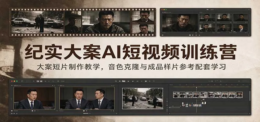 纪实大案AI短视频训练营:大案短片制作教学,音色克隆与成品样片参考配套学习-33资源网