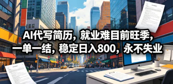 AI代写简历，就业难目前旺季，一单一结，稳定日入800，永不失业-33资源网
