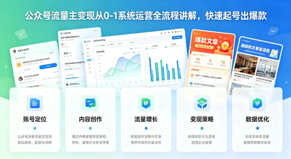 公众号流量主变现从0-1系统运营全流程讲解，快速起号出爆款-33资源网