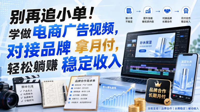 别再追小单！学做电商广告视频，对接品牌拿月付，轻松躺賺稳定收入【原创双语字幕】-33资源网