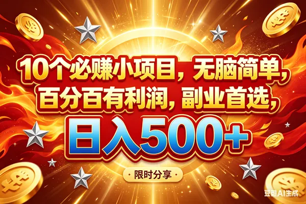 （18092期）10个必赚小项目，百分百赚米，无脑简单，副业首选，日入499+-33资源网