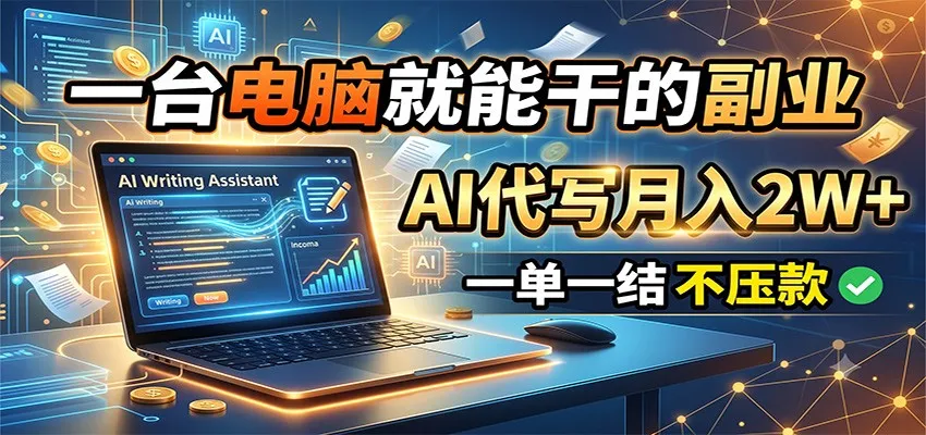 一台电脑就能干的副业,AI代写月入2W+,一单一结不压款-33资源网