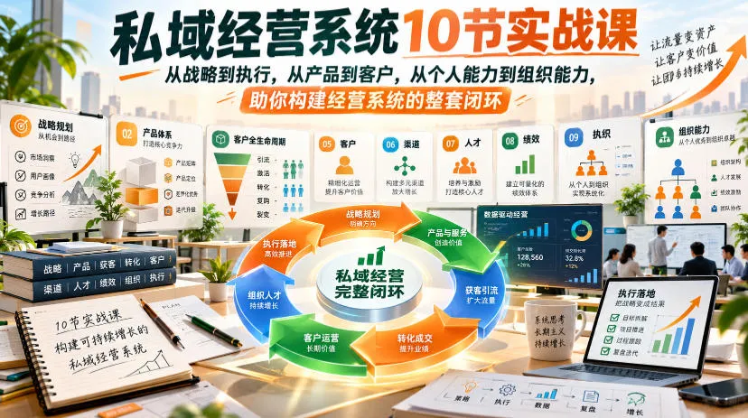 私域经营系统10节实战课,从战略到执行,从产品到客户,从个人能力到组织能力,助你构建经营系统的整套闭环-33资源网