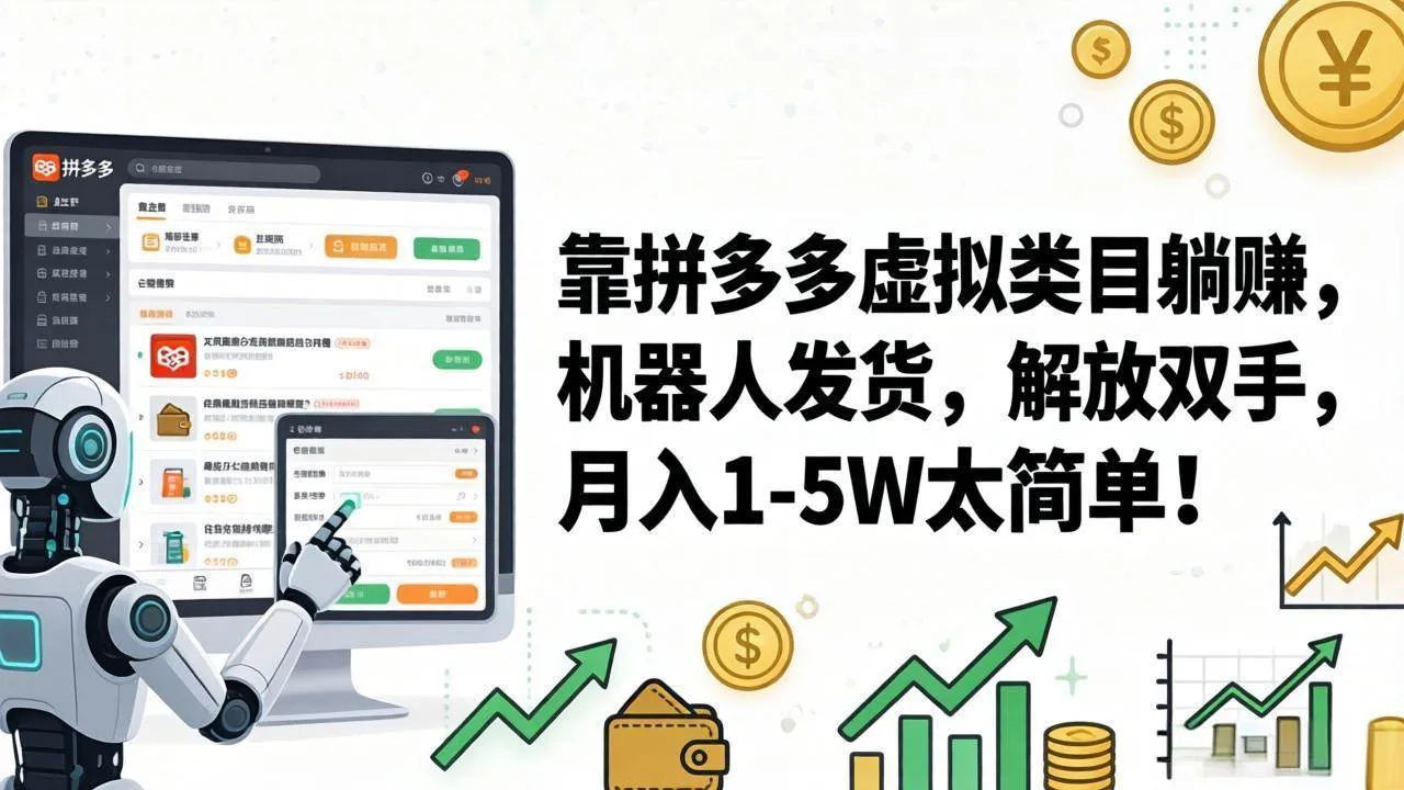 （17797期）靠拼多多虚拟类目躺赚，机器人发货，解放双手，月入 1‑5W 太简单！-33资源网