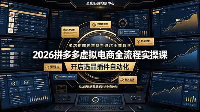 (19136期)2026拼多多虚拟电商全流程实操课,开店选品插件自动化,多店矩阵运营新手避坑全套教学-33资源网