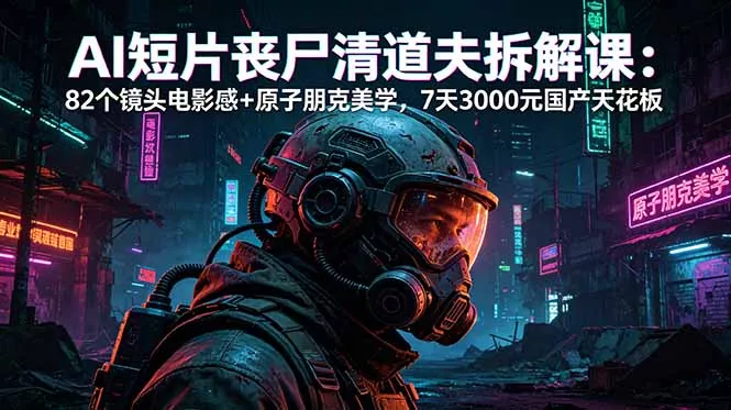 AI短片《丧尸清道夫》拆解课：82个镜头电影感+原子朋克美学，7天3000元国产天花板-33资源网