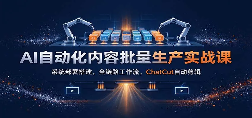AI自动化内容批量生产实战课:系统部署搭建,全链路工作流,ChatCut自动剪辑-33资源网