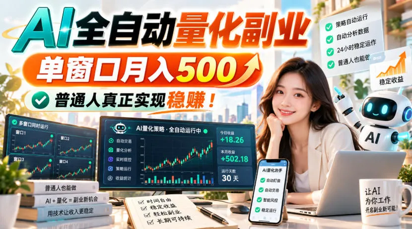 AI全自动量化副业，单窗口月入500，普通人真正实现稳賺！【揭秘】-33资源网