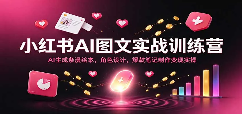 小红书AI图文实战训练营：AI生成条漫绘本，角色设计，爆款笔记制作变现实操-33资源网