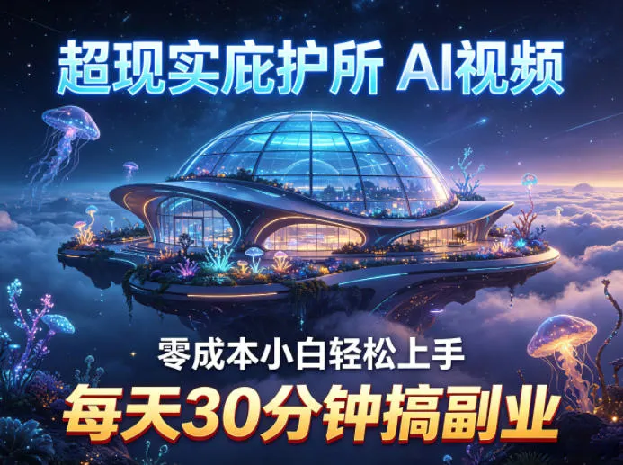 超现实庇护所AI视频项目拆解，零成本小白轻松上手，每天30分钟搞副业-33资源网