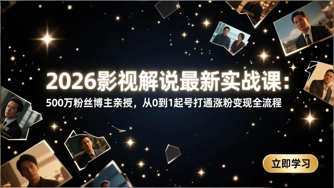 （17530期）2026影视解说最新实战课：500万粉丝博主亲授，从0到1起号打通涨粉变现全流程-33资源网