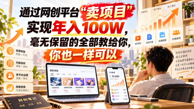 通过网创平台“卖项目”实现年入100W,毫无保留的全部教给你,你也一样可以!【揭秘】-33资源网