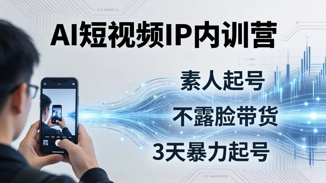 2026AI短视频IP内训营：从素人起号到不露脸带货，3天暴力起号全流程拆解-33资源网