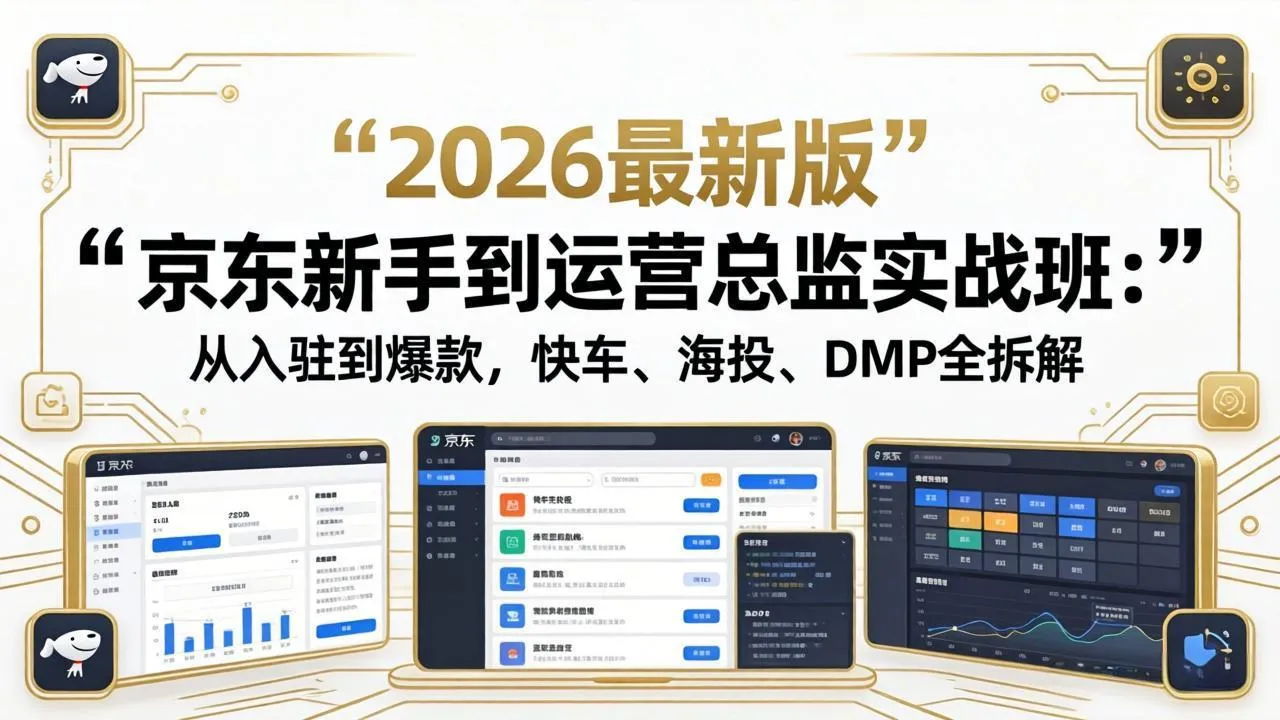 京东新手到运营总监实战班：从入驻到爆款，快车、海投、DMP全拆解，2026最新版-33资源网