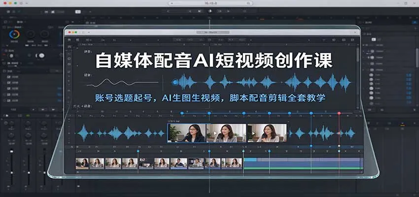自媒体配音AI短视频创作课：账号选题起号，AI生图生视频，脚本配音剪辑全套教学-33资源网
