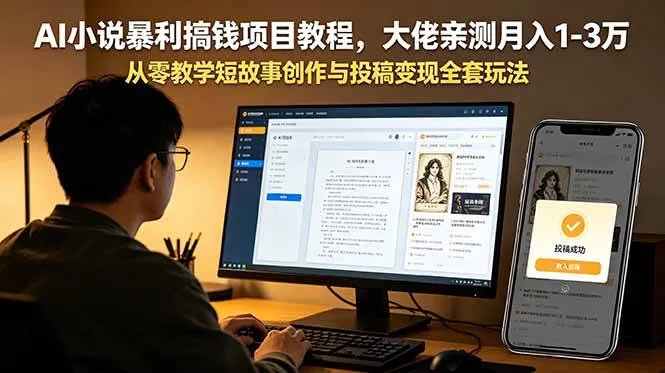 (18913期)AI小说暴利搞钱项目教程-更新,大佬亲测月入1-3万,从零教学短故事创作与投稿变现全套玩法-33资源网