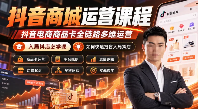 抖音商城运营课程，抖音电商商品卡全链路多维运营，入局抖店必学课， 如何快速扫盲入局抖店(更新26年10月)-33资源网