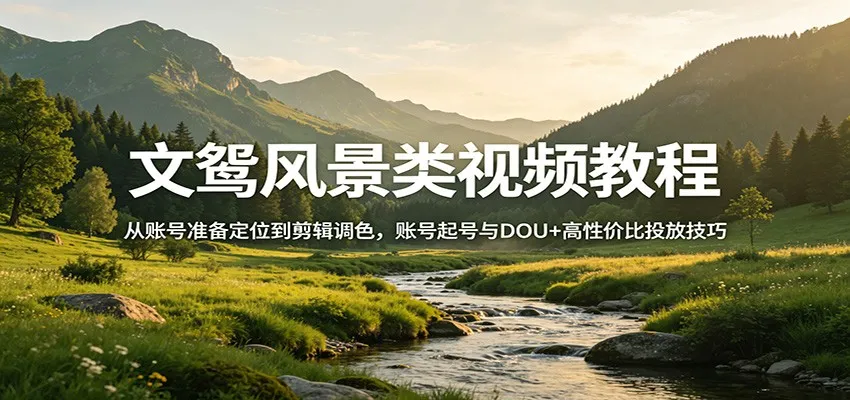 文鸳风景类视频教程：从账号准备定位到剪辑调色，账号起号与DOU+高性价比投放技巧-33资源网