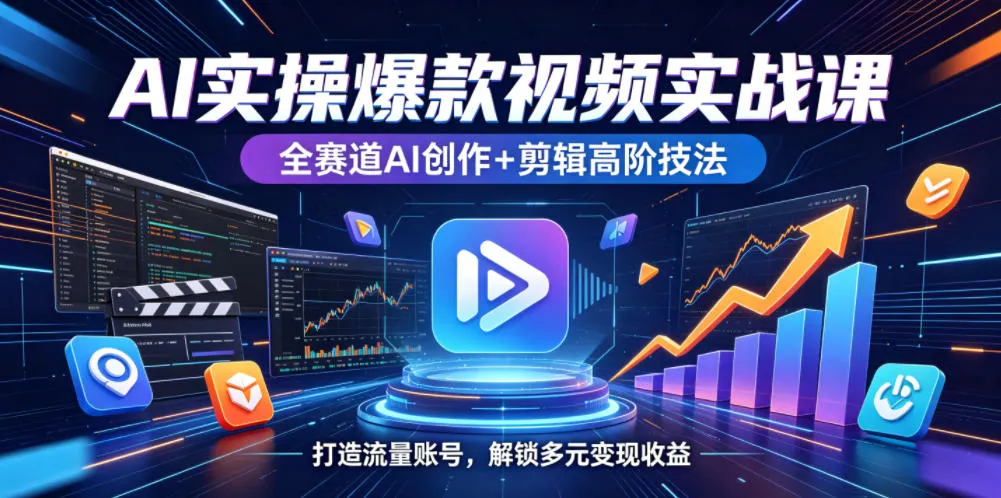 AI实操爆款视频实战课，全赛道AI创作+剪辑高阶技法，打造流量账号，解锁多元变现收益-33资源网