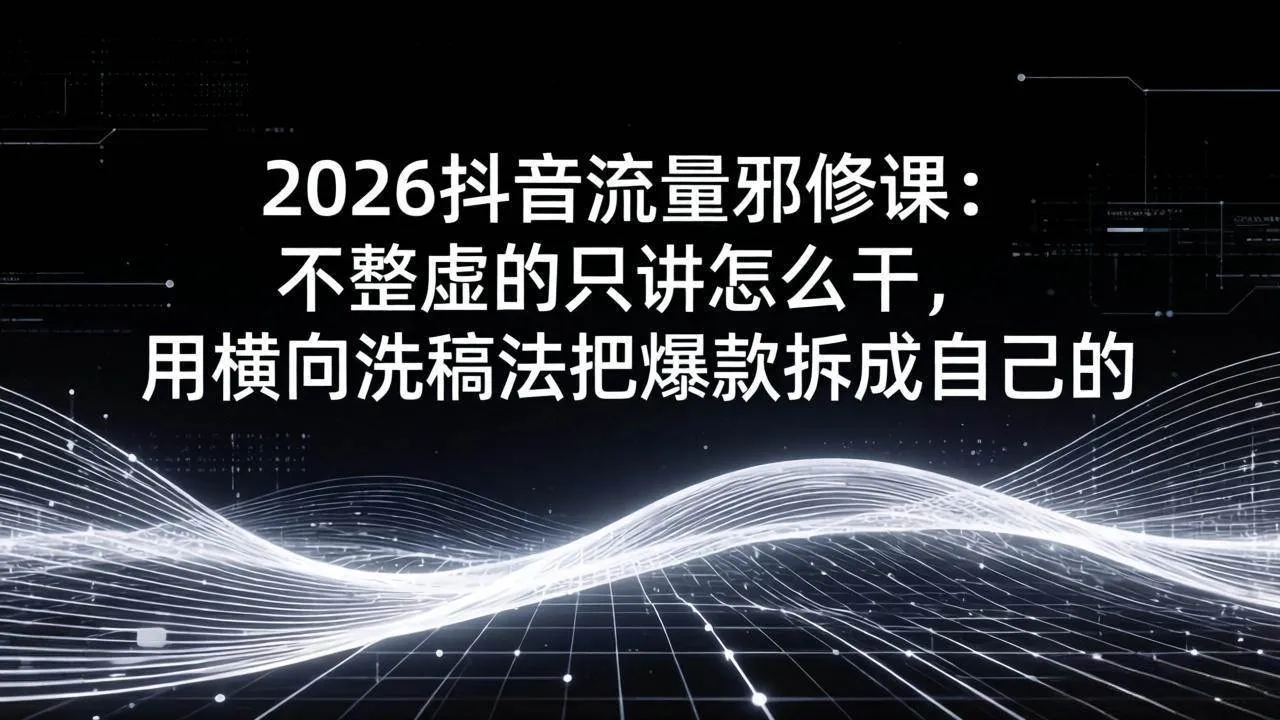 （17725期）2026抖音流量邪修课：不整虚的只讲怎么干，用横向洗稿法把爆款拆成自己的-33资源网
