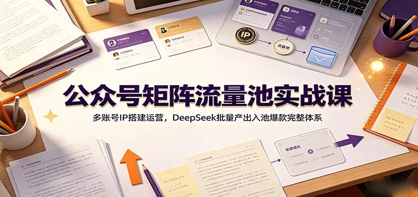 公众号矩阵流量池实战课：多账号IP搭建运营，DeepSeek批量产出入池爆款完整体系-33资源网
