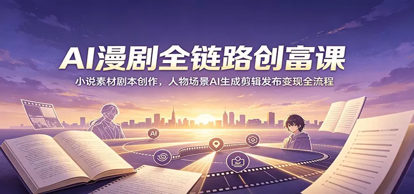 AI漫剧全链路创富课：小说素材剧本创作，人物场景AI生成剪辑发布变现全流程-33资源网