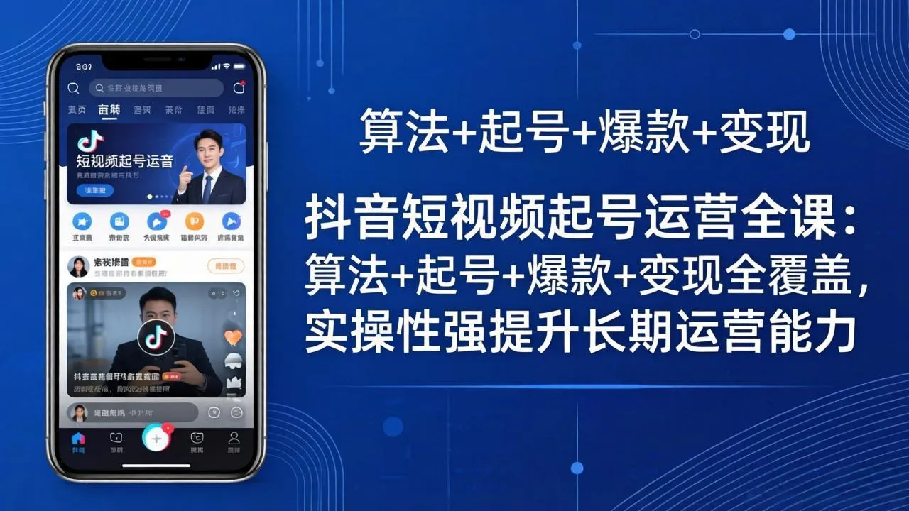 抖音短视频起号运营全课：算法+起号+爆款+变现全覆盖，实操性强提升长期运营能力-33资源网