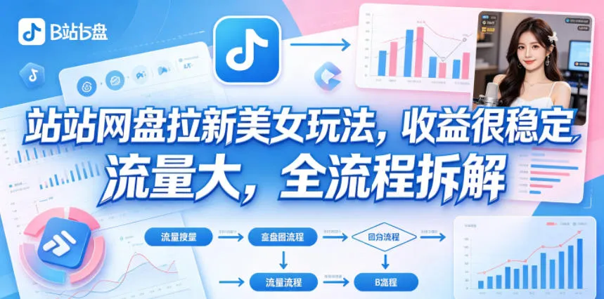 B站网盘拉新美女玩法，收益很稳定，流量大，全流程拆解-33资源网
