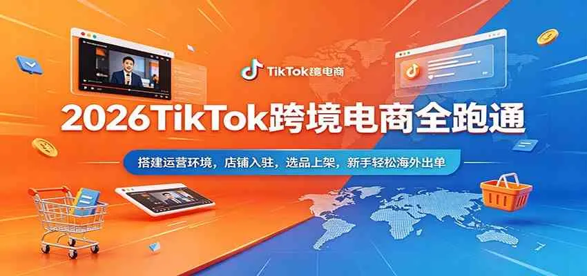 2026TikTok跨境电商全跑通：搭建运营环境，店铺入驻，选品上架，新手轻松海外出单-33资源网
