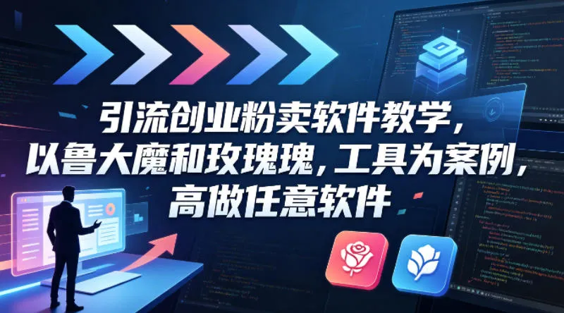 引流创业粉卖软件教学，以鲁大魔和玫瑰工具为案例，可做任意软件-33资源网