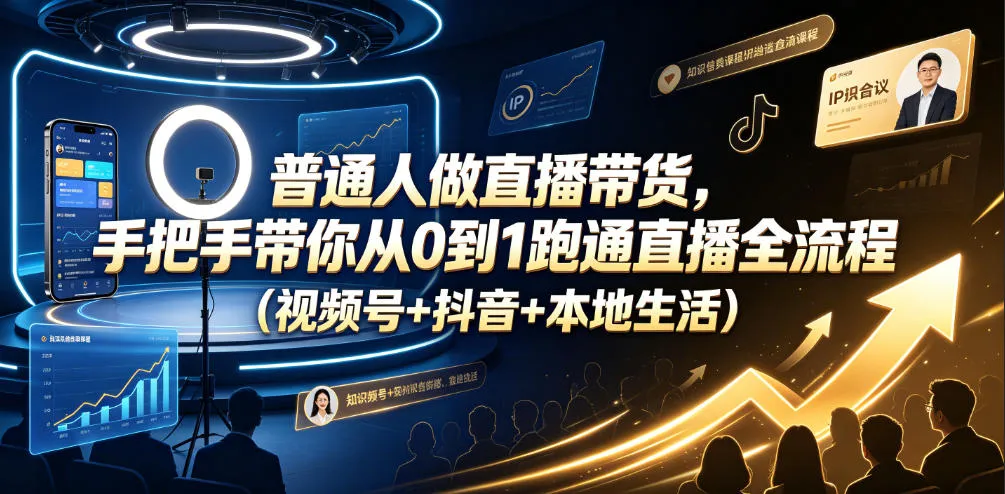 普通人做直播带货，手把手带你从0到1跑通直播全流程（视频号+抖音+本地生活）-33资源网