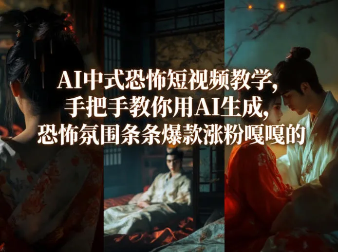 AI中式恐怖短视频教学，手把手教你用AI生成，恐怖氛围条条爆款涨粉嘎嘎的-33资源网