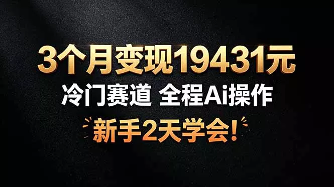 3个月变现19431元,冷门赛道 全程Ai操作,新手2天学会!-33资源网
