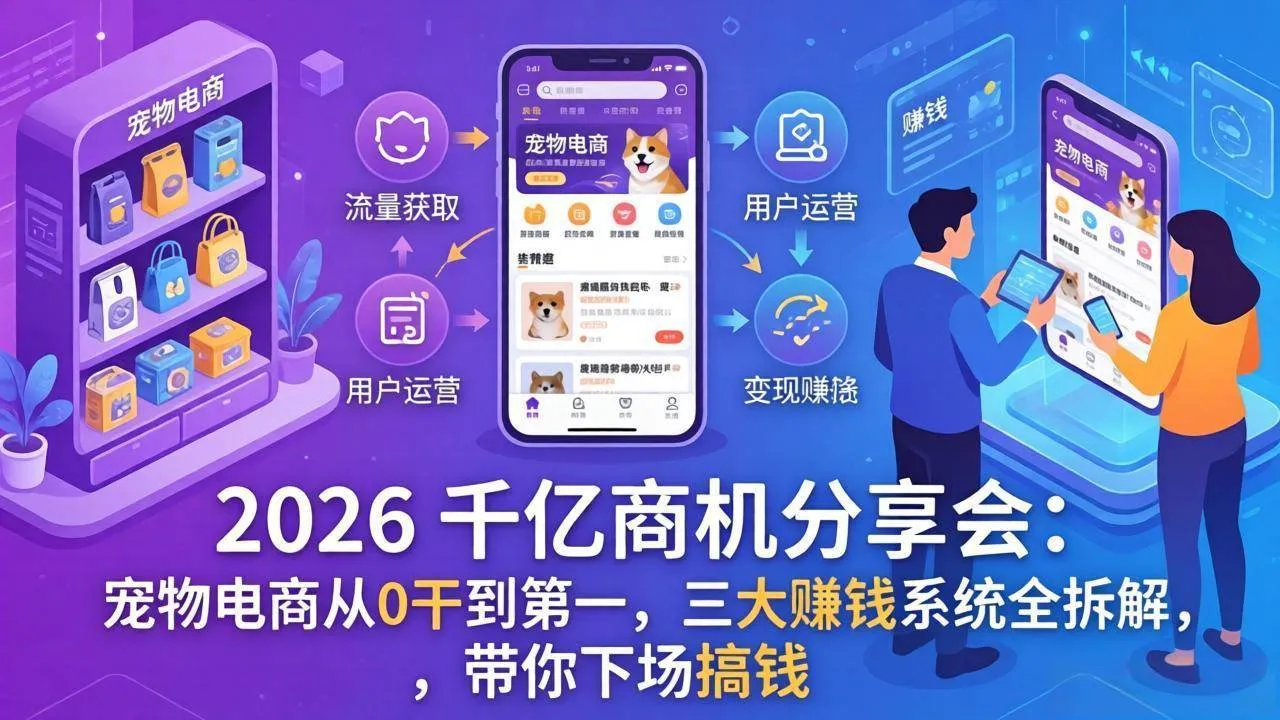 （17726期）2026 千亿商机分享会：宠物电商从0干到第一，三大赚钱系统全拆解，带你下场搞钱-33资源网