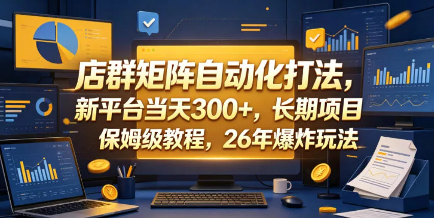 店群矩阵自动化打法，新平台当天300+，长期项目，保姆级教程，26年爆炸玩法【揭秘】-33资源网
