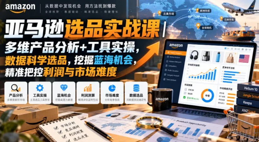 亚马逊选品实战课|多维产品分析+工具实操,数据科学选品,挖掘蓝海机会,精准把控利润与市场难度-33资源网