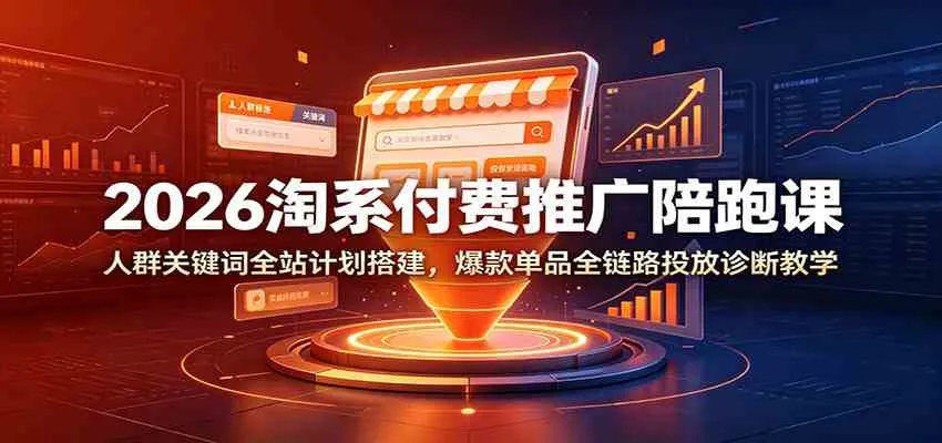 2026淘系付费推广陪跑课:人群关键词全站计划搭建,爆款单品全链路投放诊断教学-33资源网