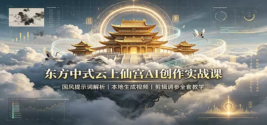 东方中式云上仙宫AI创作实战课：国风提示词解析，本地生成视频，剪辑调参全套教学-33资源网