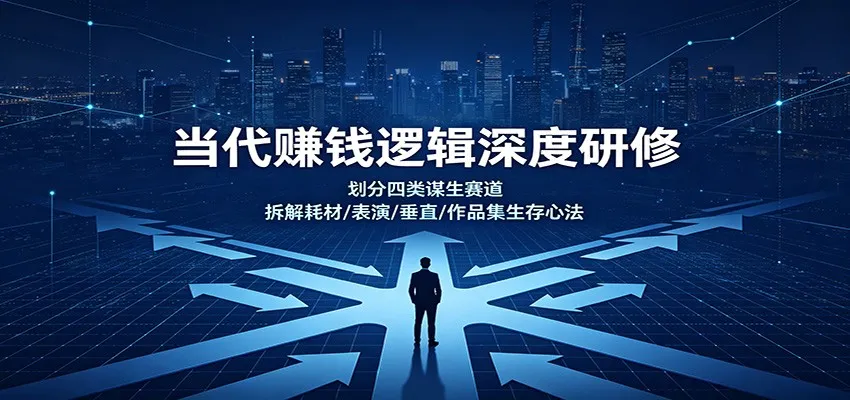 当代赚钱逻辑深度研修：划分四类谋生赛道，拆解耗材/表演/垂直/作品集生存心法-33资源网