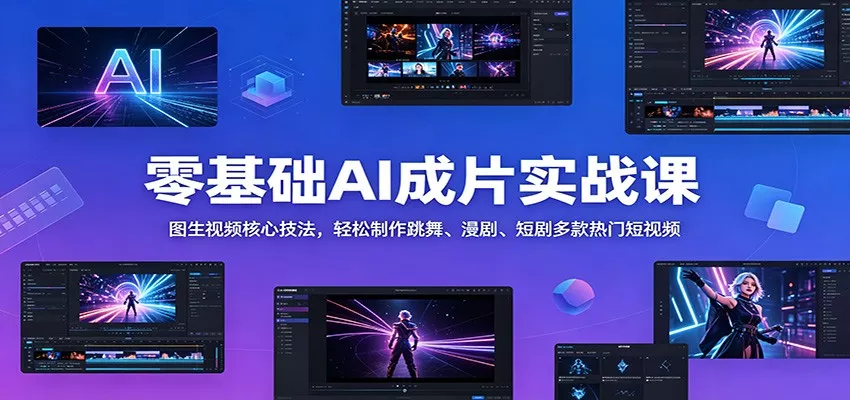 零基础AI成片实战课：图生视频核心技法，轻松制作跳舞、漫剧、短剧多款热门短视频-33资源网