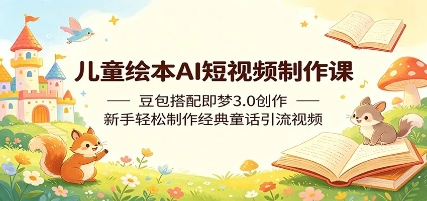 儿童绘本AI短视频制作课：豆包搭配即梦3.0创作，新手轻松制作经典童话引流视频-33资源网