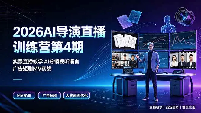 (19216期)2026AI导演直播训练营第4期,实景直播教学AI分镜视听语言,广告短剧MV实战,解决人物画面崩坏痛点-33资源网