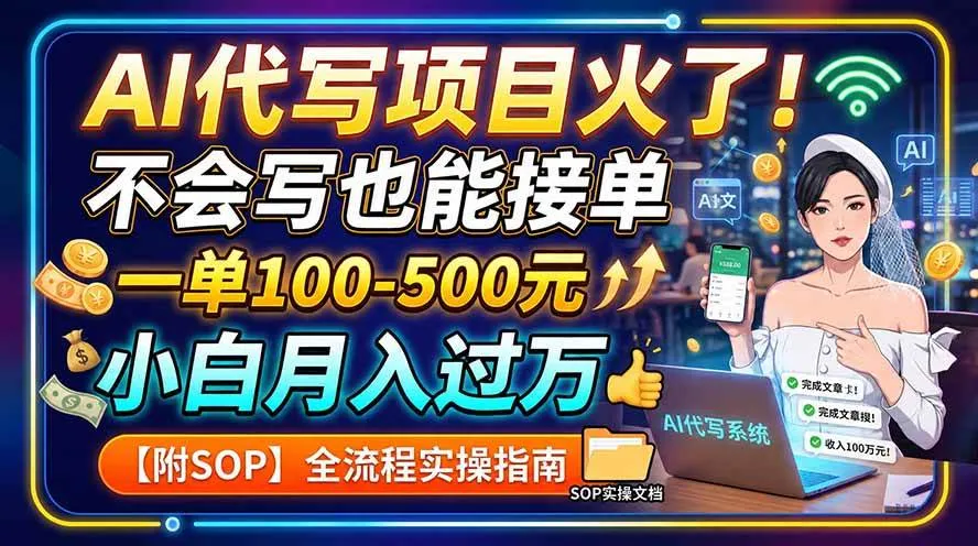 (19967期)AI代写项目火了!不会写也能接单,一单100-500元,小白月入过万【附SOP】 (19967期)AI代写项目火了!不会写也能接单,一单100-500元,小白月入过万【附SOP】