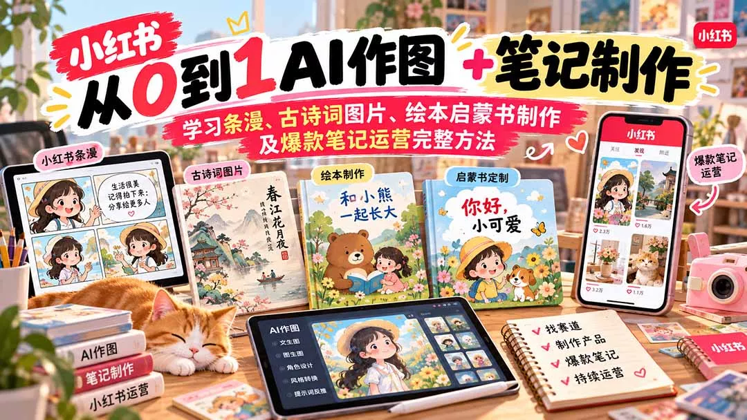 2026小红书AI内容创作从0到1：学习条漫、古诗词图片、绘本启蒙书制作及爆款笔记运营完整方法-33资源网