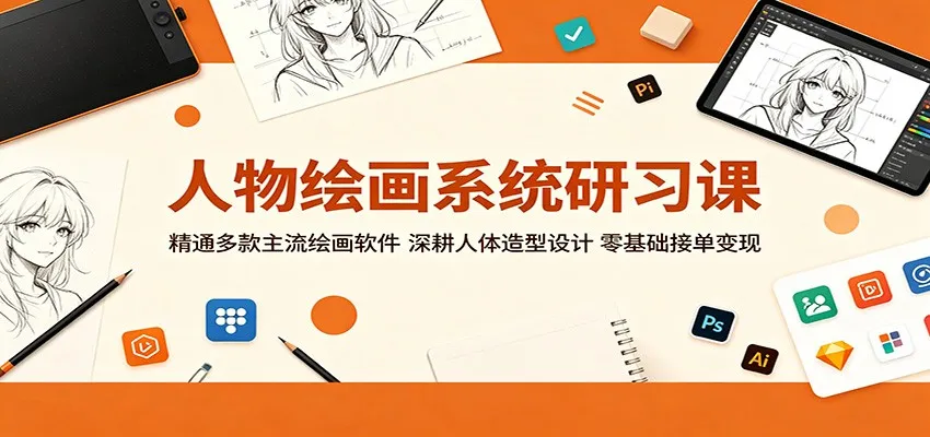 人物绘画系统研习课：精通多款主流绘画软件，深耕人体造型设计，零基础接单变现-33资源网