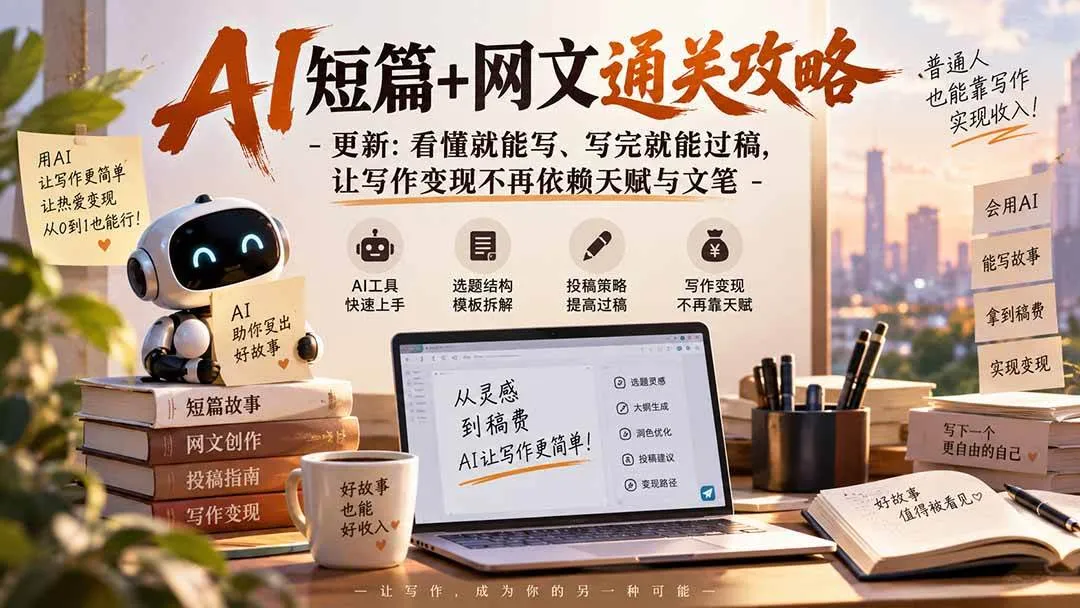 (20861期)AI短篇+网文通关攻略-更新1009:看懂就能写、写完就能过稿,让写作变现不再依赖天赋与文笔 (20861期)AI短篇+网文通关攻略-更新1009:看懂就能写、写完就能过稿,让写作变现不再依赖天赋与文笔