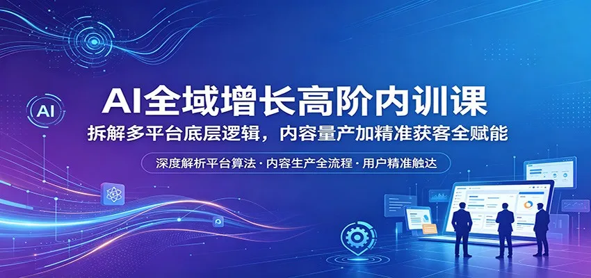 AI全域增长高阶内训课：拆解多平台底层逻辑，内容量产加精准获客全赋能-33资源网